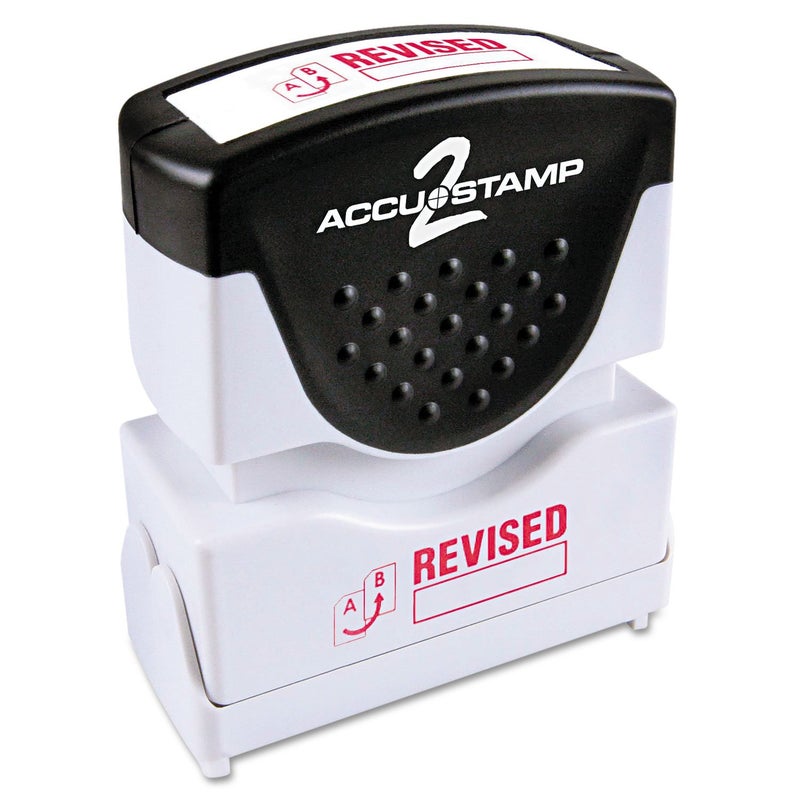 ACCUSTAMP2 035587 Pre-Inked Shutter Stamp, Red, Revised, 1 5/8 x 1/2 - Image 1